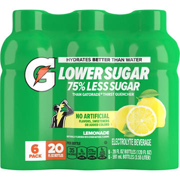 Gatorade Lower Sugar Lemonade Electrolyte Beverage 6 pk Bottles