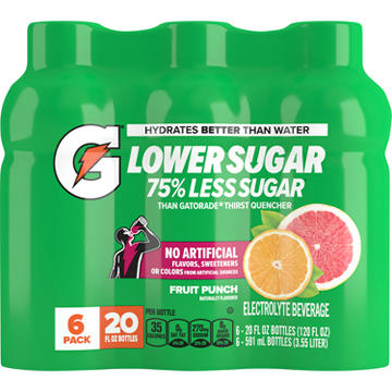 Gatorade Lower Sugar Fruit Punch Electrolyte Beverage 6 pk Bottles