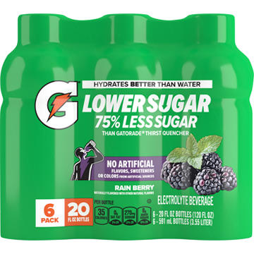 Gatorade Lower Sugar Rain Berry Electrolyte Beverage 6 pk Bottles