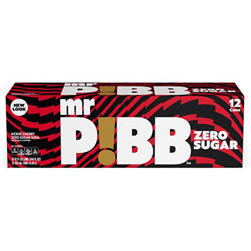 Mr Pibb Zero Sugar Kickin' Cherry Soda Soft Drink Fridge Pack 12 pk Cans