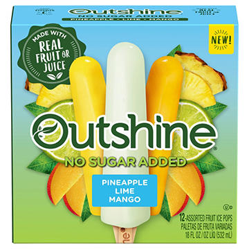 Outshine No Sugar Added Mini Fruit Pops Variety Pack - Pineapple, Lime & Mango