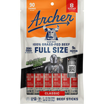 Archer Full Size Zero Sugar 9g Protein Grass-Fed Beef Sticks - Classic