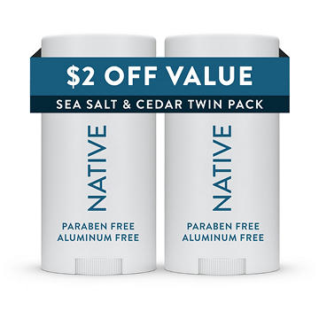Native Native Twin Pack Sea Salt & Cedar Deodorant 2x 2.3 oz