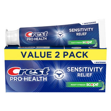 Crest Pro-Health Sensitivity Relief Toothpaste - Minty Fresh Scope, 2 Pk