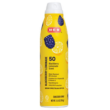 H-E-B Oxybenzone Free Blackberry Lemonade Sunscreen Spray - SPF 50