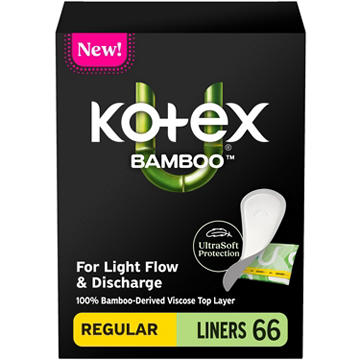 Kotex Bamboo Wrapped Liners - Light Absorbency, Regular Length