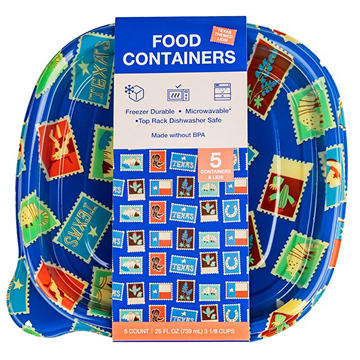 Acadian Trading Texas Postage Stamps Food Containers - Blue