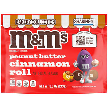 M&M'S Bakery Collection Peanut Butter Cinnamon Roll Chocolate Candy Dessert-Flavored Candy - Sharing Size