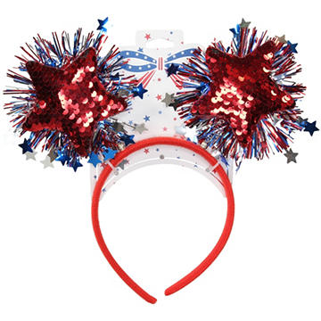 Fantasia Accessories Patriotic Headband - Red Sequined Stars