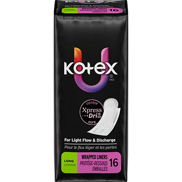 Kotex Absorbent Wrapped Liners - Light Absorbency, Long Length