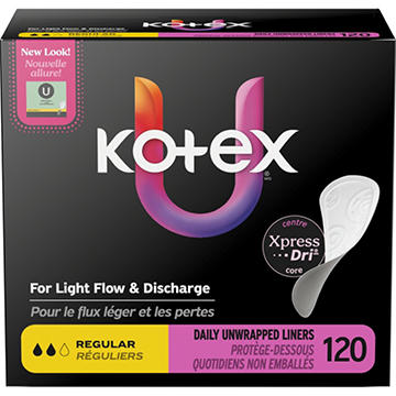 Kotex Absorbent Flat Liners - Light Absorbency, Regular Length