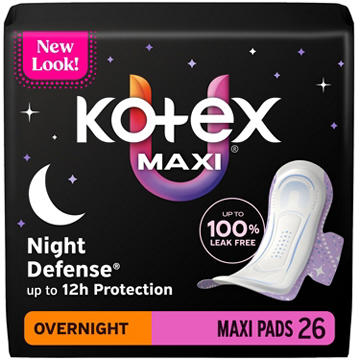 Kotex Maxi Pads with Wings - Overnight Absorbency