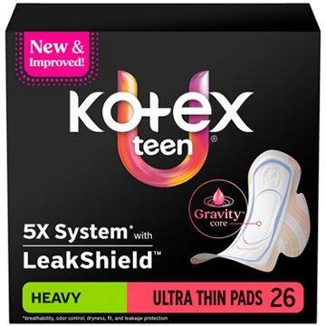 Kotex Ultra Thin Teen Pads - Heavy Absorbency