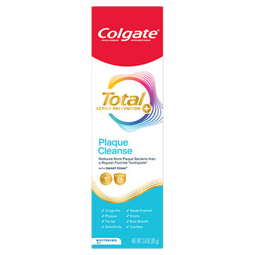 Colgate Total Active Prevention Plaque Cleanse Whitening Gel Toothpaste