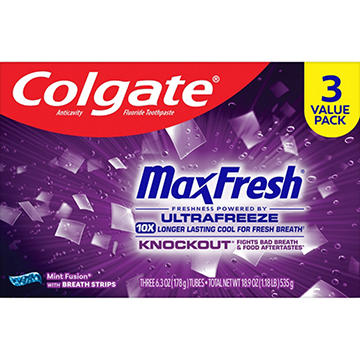 Colgate Max Fresh Knockout Toothpaste - Mint Fusion, 3 pk