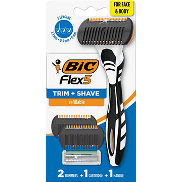 BIC Men's 5 Blade Refillable Trim & Shave Razor