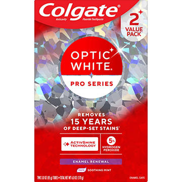 Colgate Optic White Pro Series Enamel Renewal Toothpaste - Soothing Mint, 2 pk