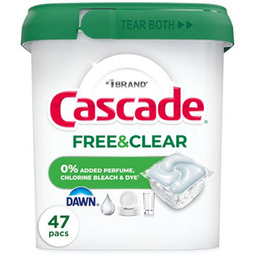 Cascade Action Packs Free & Clear Dishwasher Pods - Unscented