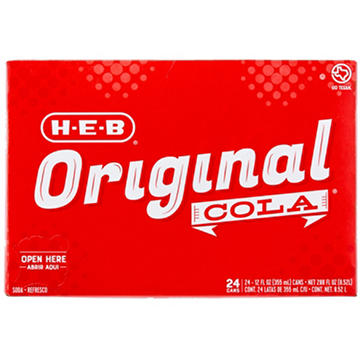 H-E-B Original Cola Soda 24 pk Cans