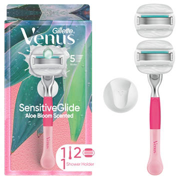 Venus SensitiveGlide Women's Razor Handle + 2 Aloe Bloom Scented Blade Refills