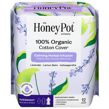 The Honey Pot Company Calming Herbal Infusion Overnight Pads with Wings