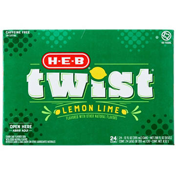 H-E-B Twist Lemon Lime Soda 24 pk Cans