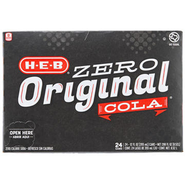 H-E-B Zero Sugar Original Cola 24 pk Cans