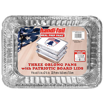 Handi-Foil Oblong Meal Prep Pans & Patriotic Folded Lids
