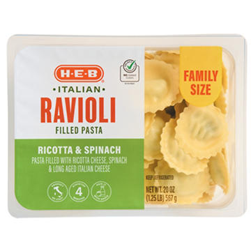 H-E-B Italian Ravioli Filled Pasta Family Size - Ricotta & Spinach