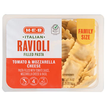 H-E-B Italian Ravioli Filled Pasta Family Size - Tomato & Mozzarella