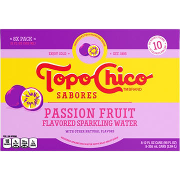 Topo Chico Sabores Passion Fruit Flavored Sparkling Water 8 pk Cans