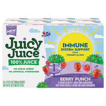 Juicy Juice Immune System Support 100% Juice 8 pk Boxes - Berry Punch