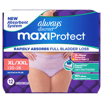 Always Discreet MaxiProtect Maximum Plus Absorbency Incontinence Underwear - XL/XXL
