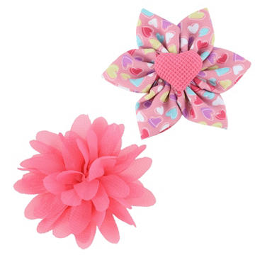Lil Pals Pink Flower & Pink Heart Flower Pet Collar Accessory Set
