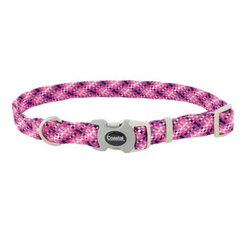 Coastal Proact Adjustable Woven Reflect Dog Collar - Pixel Pink - Small