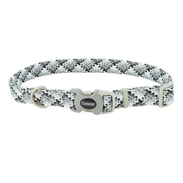 Coastal Proact Adjustable Woven Reflect Dog Collar - Grey - Medium