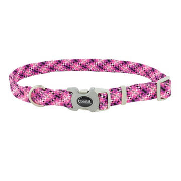 Coastal Proact Adjustable Woven Reflect Dog Collar - Pixel Pink - Large