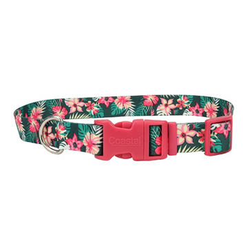 Coastal Adjustable Dog Collar - Hunter Tropical Floral - Medium