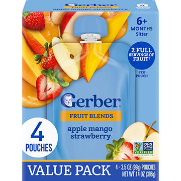 Gerber Fruit Blends Baby Food Pouch - Apple Mango Strawberry