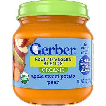 Gerber Organic Fruit & Veggie Blends 2nd Baby Foods - Apple Sweet Potato Pear