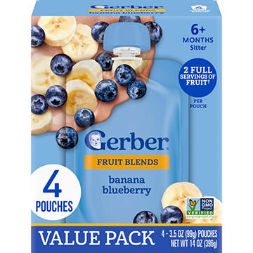 Gerber Fruit Blends Baby Food Pouch - Banana Blueberry