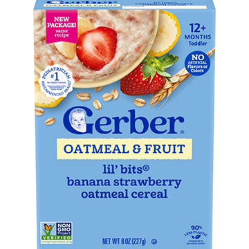 Gerber Toddler Oatmeal & Fruit - Lil Bits Banana Strawberry Oatmeal Cereal