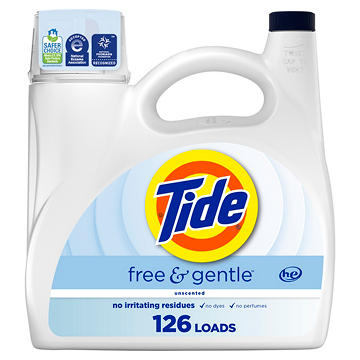 Tide Free & Gentle Liquid Laundry Detergent, 126 Loads - Unscented