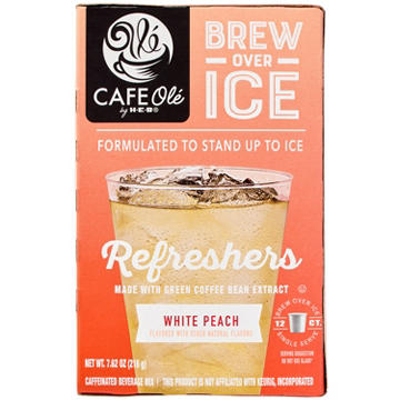 CAFE Olé by H-E-B Brew Over Ice White Peach Refreshers Single Serve Cups