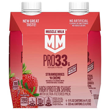 Muscle Milk Pro 33g Protein Shake 4 pk Cartons - Strawberries 'N Creme
