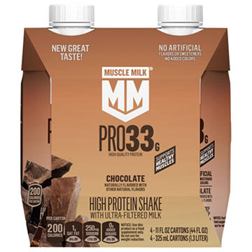 Muscle Milk Pro 33g Protein Shake 4 pk Cartons - Chocolate