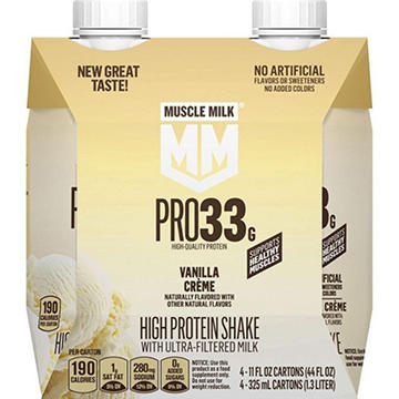 Muscle Milk Pro 33g Protein Shake 4 pk Cartons - Vanilla Creme 