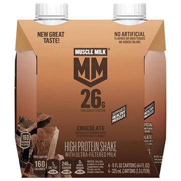 Muscle Milk 26g Protein Shake 4 pk Cartons - Chocolate