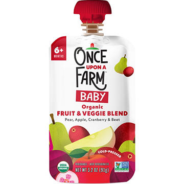 Once Upon a Farm Organic Fruit & Veggie Blend Baby Pouch - Pear Apple Cranberry & Beet