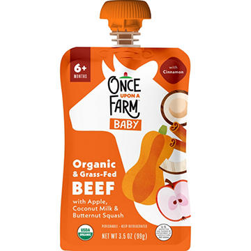 Once Upon a Farm Organic & Grass-Fed Beef Baby Pouch with Apple & Coconut Milk